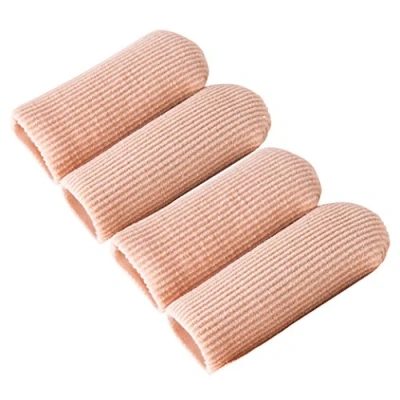 Image of Makhry 4pcs Adjustable Cuttable Gel Toe and Finger Cap Lined Covers Sleeves Ribbed Knit Caps Silopad Digital (Thumbs/Big Toes,XL)