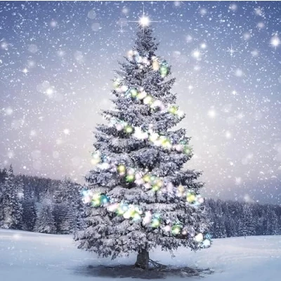 Image of Charity Christmas Cards Pack of 10 British Heart Foundation, NSPCC, Marie Curie, Alzheimer&#039;s Society, Parkinson&#039;s UK and Age Decorative Snowy Tree Eco Friendly