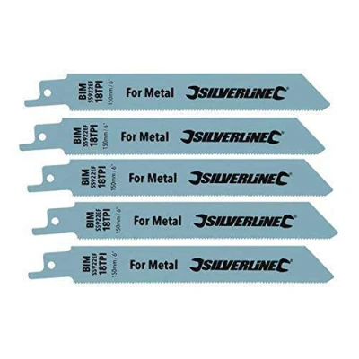 Image of Silverline Recip Saw Blades for Metal 5pk Bi 18tpi 150mm