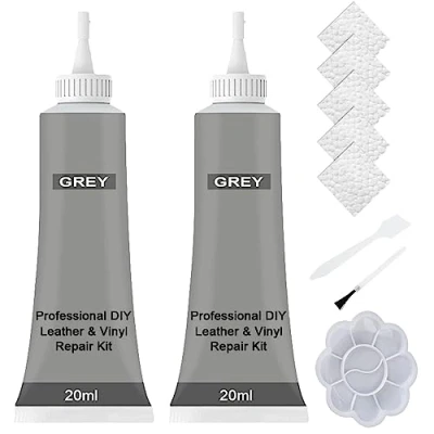 Image of Meomeland Advanced Leather Repair Gel Kit for Cars, 20ml Car Seats, Vinyl and Cream Filler (2PCS Grey)