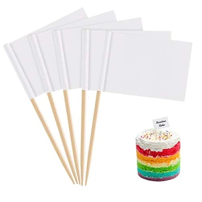 Image of Toothpick Food Flags 100PCS Blank(3.5 * 2.5cm) Use for Party Food, Cheeseplate &amp; Cupcake Toppers, Cheese Labels, Baby Shower Names, Fruit Salad Cocktail Sticks