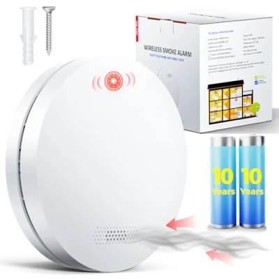 Image of Smoke Alarm 10 Year Battery, DIN EN 14604 Test Victories Detector, Fire Alarm, Self Adhesive, &gt;85dB 1 Set