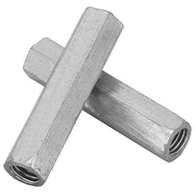 Image of 2pcs M10*60 Zinc Plated Steel Long Hex Nut Studding Connectors Coupling Rod Screw Column for Joining Continuous Threaded