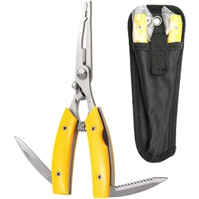 Image of Stainless Steel Fishing Pliers, Scissor Braid Line Cutters Hook Remover Tackle Accessories
