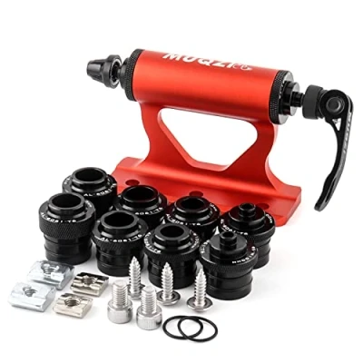 Image of MUQZI Quick Release Fork Mount, Bike Car Roof Mount Rack Road Bicycle Block Thru Axle Wheel Holder, Truck Bed with Installation Adapters MTB Tire Holder Red