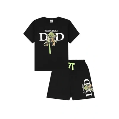 Image of Star Wars Yoda Best Dad Mens Short Pyjama Set (Large) Black