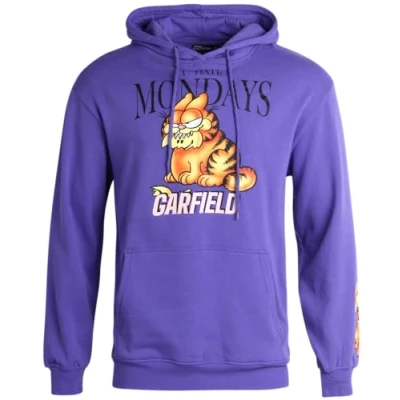 Image of Nickelodeon Men&#039;s Garfield Sweatshirt Novelty Cartoon Hoodie Casual Fleece for Men (S XL), Purple, M