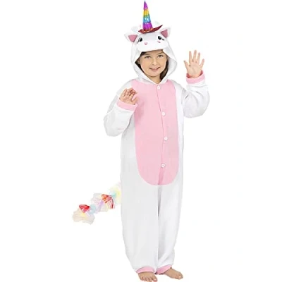 Image of Funidelia Pink Unicorn Onesie Costume for boys &amp; girls Original Funny Costumes kids, accessory fancy dress props Halloween, carnival parties Size 10 12 years