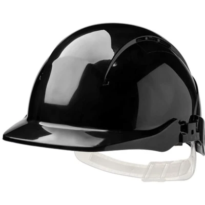 Image of Concept Core Full Peak Black Slip Ratchet Vented Helmet