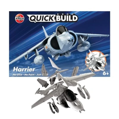 Image of Airfix QUICKBUILD Model Aircraft Kits J6009 Harrier Building Kit for Kids 6+, Construction Plane Toys Boys &amp; Girls Fighter Jet Planes Toy Aeroplane Sets, Enthusiast Gifts