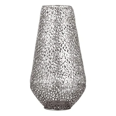 Image of Casablanca Floor Lantern Purley Metal Antique Silver Table Decoration Height 46 Diameter 25 cm