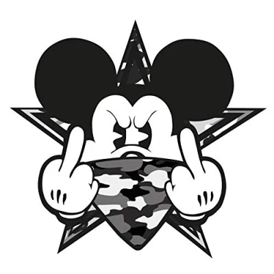 Image of Finest Folia Pack of 2 Sticker Gangster Mouse Car Finger Middle for Fuel Cap Rear Window Laptop Fridge R109 (No. 4 Black White)