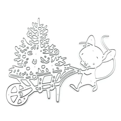 Image of MOONDAME Metal Die Christmas Tree Mouse Cutting Dies For Card Making Scrapbooking Paper Craft Template