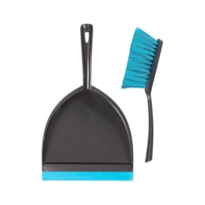 Image of Elliott Large Garden Dustpan and Brush,Ideal for Cleaning in around Home Garden,Strong Synthetic Fibres suplied with a coordinated Grey Blue Colour