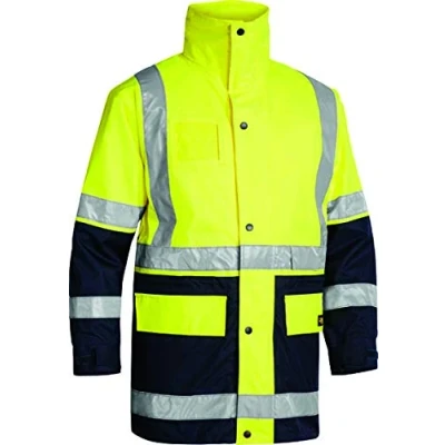 Image of Bisley Workwear UKBK6975_TT04 Rain Jacket Two Tone Hi Vis Long Sleeve 5 in 1 Yellow/Navy, 4XL