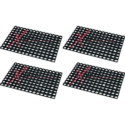 Image of Fixtures Honeycomb Heavy Duty Door Mat Made of 100% Rubber 60 x 40 cm Black (4 Mats)