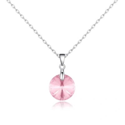 Image of Philip Jones Sterling Silver Light Rose Necklace Created with Zircondia® Crystals
