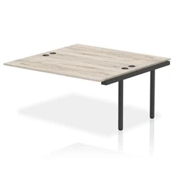 Image of Impulse Bench B2B Ext Kit 1600 Black Frame Office Desk Grey Oak