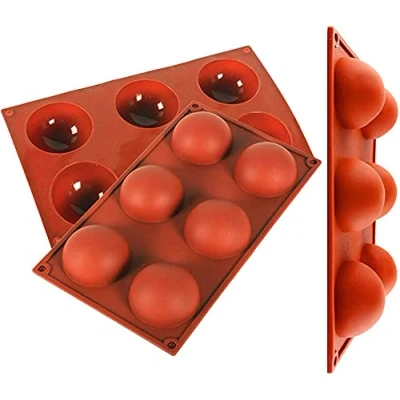 Image of 3 Packs Large Semi Sphere Silicone Mould 6 Cavity 65mm Dome Hot Choc Bomb Round Moulds for Circular Chocolate Making Chocolate, Cake, Jelly, Mousse