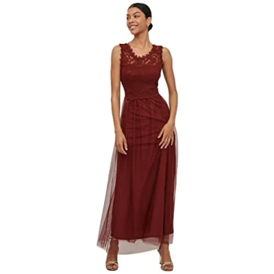 Image of Vila Women&#039;s Vilynnea Maxi Dress Noos, Fired Brick, 12 UK (40 EU)