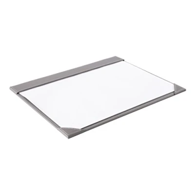 Image of OSCO Grey Faux Leather Desk Mat Very Large Full Demy Writing Pad Blotter Notes Protector 10 Sheets 59cm x 47cm