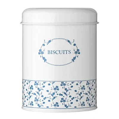 Image of Premier Housewares 507603 Rose Biscuit Canister Blue, H19 x W14 D14cm