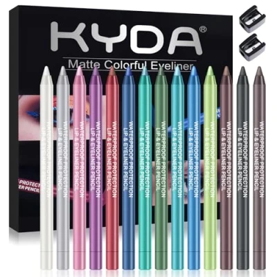 Image of Ownest 14 Colors Eye Shadows Eyeliner Pen Set, Metallic Pencil Glitter for Women Liner Professional Makeup Set Colorful Color