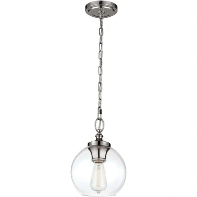 Image of Tabby 1 Light Dome Ceiling Mini Pendant Polished Nickel, E27
