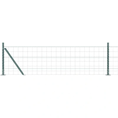 Image of vidaXL Euro Fence with 7 Flanged Posts 0.6x10 m Galvanised Steel