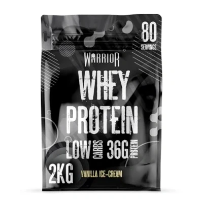 Image of Warrior Whey Protein Powder Up to 36g* of Per Shake Low Sugar, and Carbs GMP Certified (Vanilla Ice Cream, 2kg)