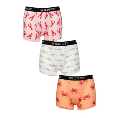 Image of Mens 3 Pack SOCKSHOP Wildfeet Patterned Trunks Lobster / Shark Crab L