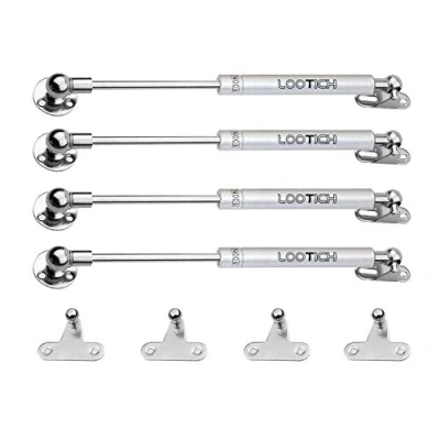Image of LOOTICH 100N Whole Steel Automatic Lid Stay Kitchen Cabinet Cupboard Wardrobe Door Toy Box Hydraulic Spring Gas Strut Piston Soft Opening Hinges for Flap Fittings Pack of 4