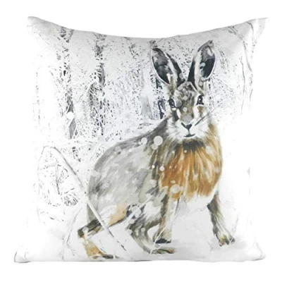 Image of Evans Lichfield Christmas Hare Cushion Cover, Multi, 43 x 43cm