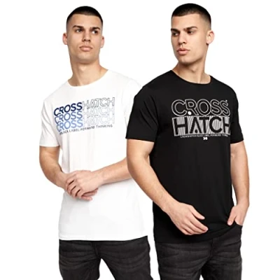 Image of Crosshatch Mens &#039;ARNIO&#039; Multipack T Shirt Essentials 2 Pack Tees (S, Black/White)