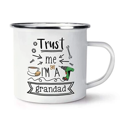 Image of Trust Me I&#039;m A Grandad Retro Enamel Mug Cup