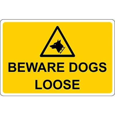 Image of Beware Dogs Loose Safety Sign 1.2mm Rigid Plastic 300mm x 200mm