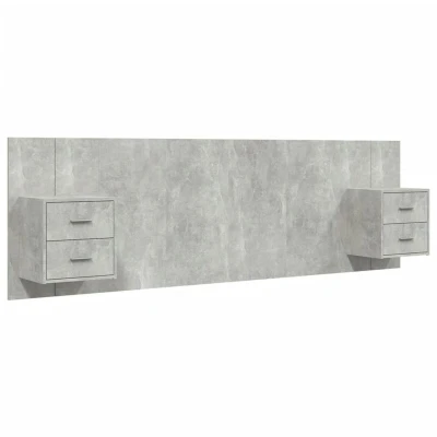 Image of Bed Headboard with Cabinets Concrete Grey Engineered Wood Vidaxl