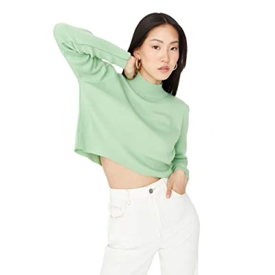 Image of Trendyol FeMan Regular fit Basic Standing Collar Knitwear Sweater Grün