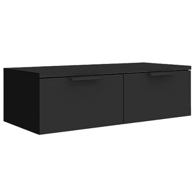 Image of vidaXL Modern Wall Cabinet in Black, Engineered Wood, Hanging Storage with Drawers for Living Room and Bedroom, 68x30x20 cm