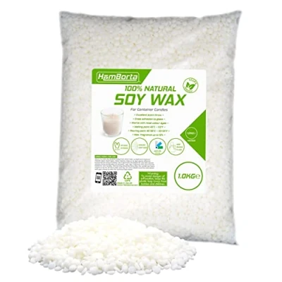 Image of HemBorta® Soy Wax Premium Container Candle 1KG, 100% Natural Vegan Friendly &amp; Biodegradable for Making, Pure Making Candles, SOYA Pellets 1Kg