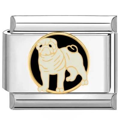 Image of Quiges 9mm Italian Style Charm Link Module Stainless Steel Bulldog for Bracelets