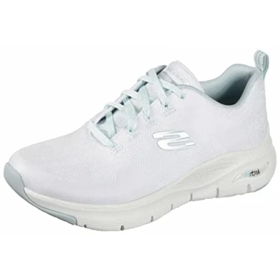 Image of Skechers Women&#039;s Arch Fit Comfy Wave Sneaker, White Mint Wmnt, 7 UK