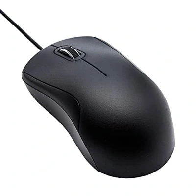 Image of Amazon Basics 3 Button USB Wired Quiet Mouse Standard, Black