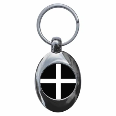 Image of Ozorath Cornish Cornwall Flag Keyring Keychain Key Ring Chain With Trolley Coin