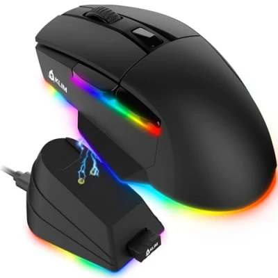 Image of KLIM Blaze X RGB + New version 2024 Rechargeable Wireless Gaming Mouse with Charging Dock Long lasting Battery Up to 12000 DPI Wired &amp; PC, PS5, PS4, Mac Black