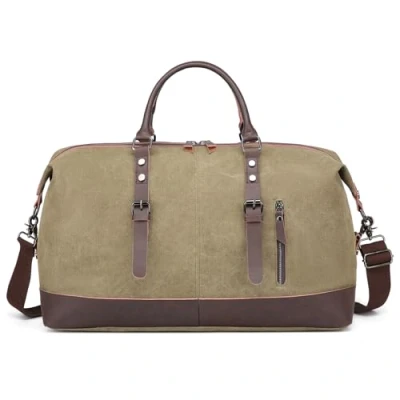 Image of bagwise Canvas Duffle Bag for Travel Water Repellent Weekender Carry On Essentials Sport Gym Men Women (Army Green)