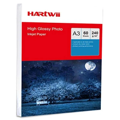 Image of Hartwii 60 Sheets A3 Size High Glossy White Inkjet Photo Paper for Printing Picture 240Gsm