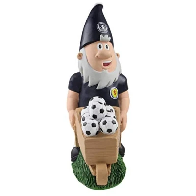 Image of Forever Collectibles UK FOCO EPL FOOTBALL SCOTTISH FA WHEELBARROW GARDEN GNOME 10.5&quot; ORNAMENT INDOOR/OUTDOOR