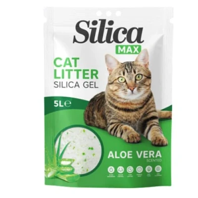 Image of FabFinds Silica Max Cat Litter Antibacterial Crystals Gel Non clumping Long Lasting Odour Control Dust Free 5L (Single Pack Aloe Vera 5L)
