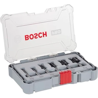 Image of Bosch Professional 6 pcs. Straight Router Bit Set (for Wood, Ø 1/4 inch Shank, Accessory Router)
